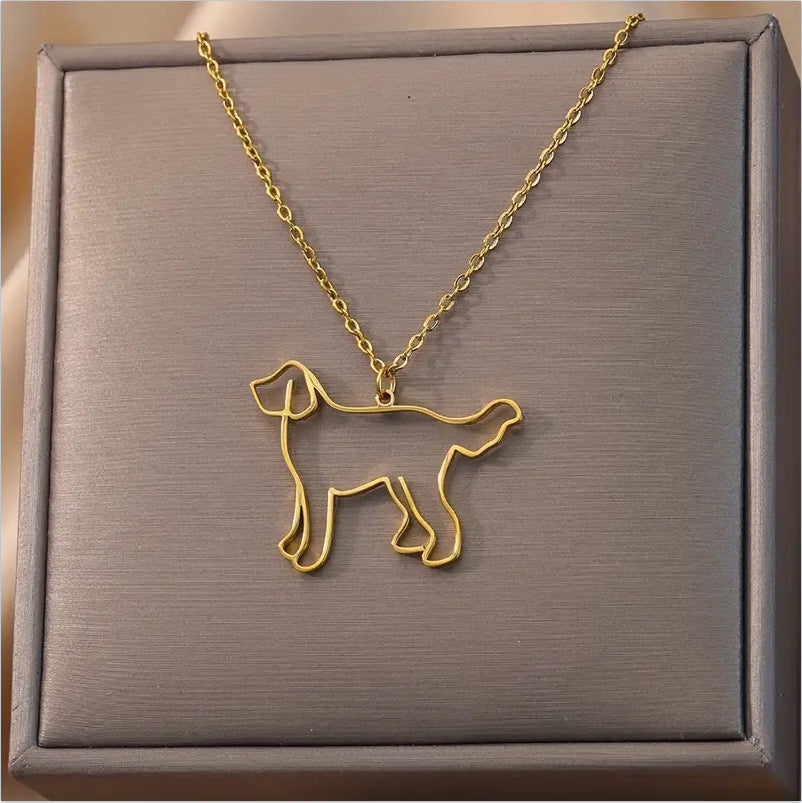 Customized Pet Dog Silhouette Plus Name Necklace For Women