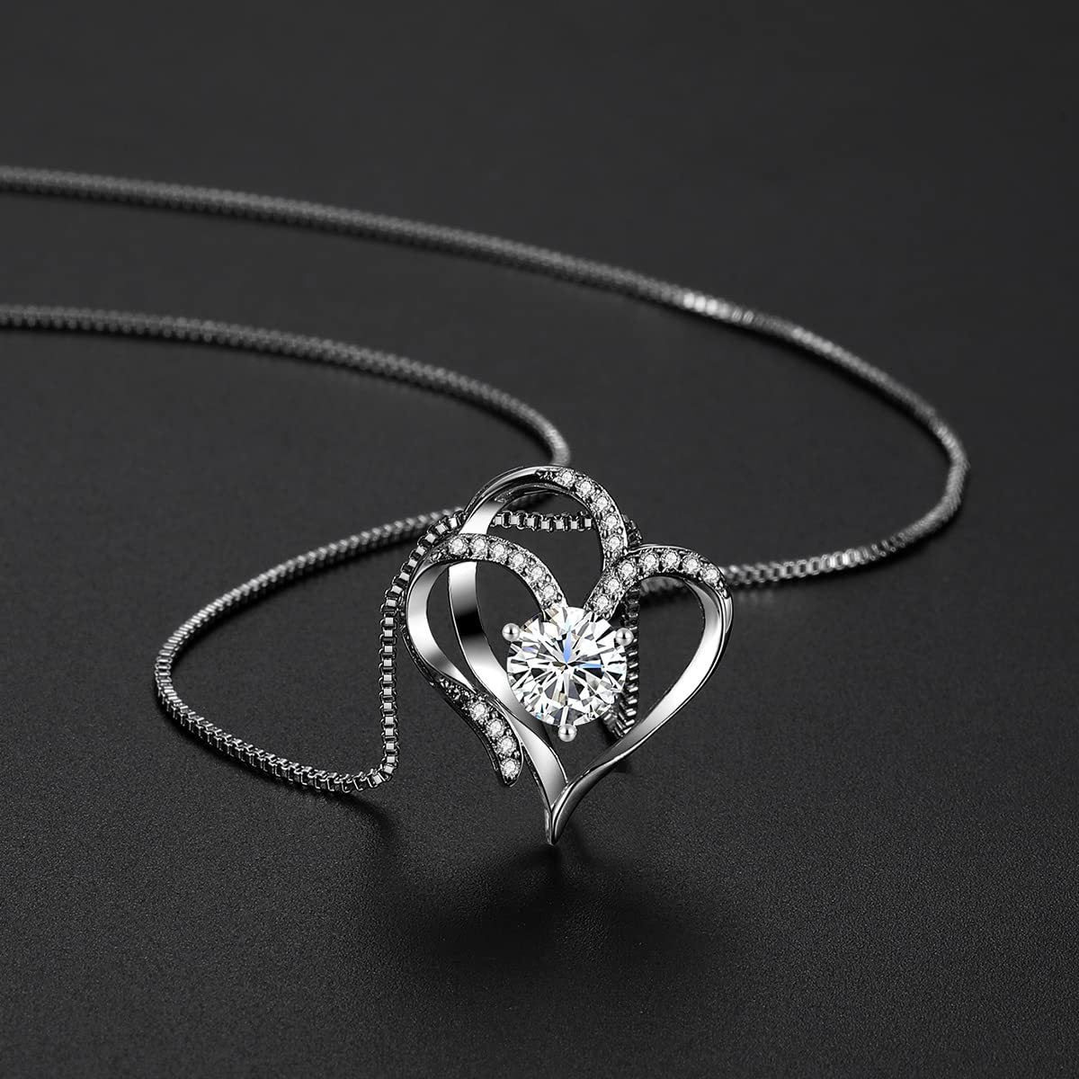 Cross-border Amazon Explosive Double Love Pendant Necklace Women's European And American Hot-selling Temperament All-match High-end Collarbone Necklace