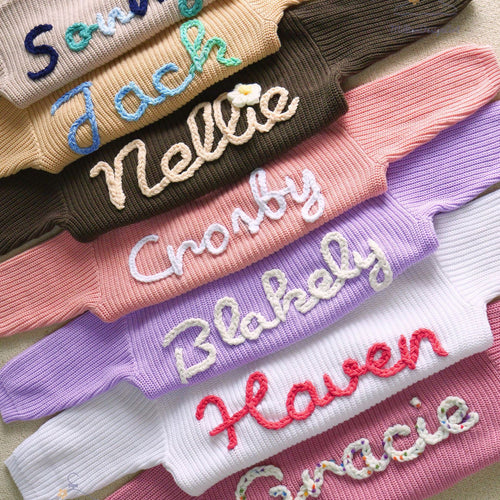 Cotton Custom Baby Sweater With Name