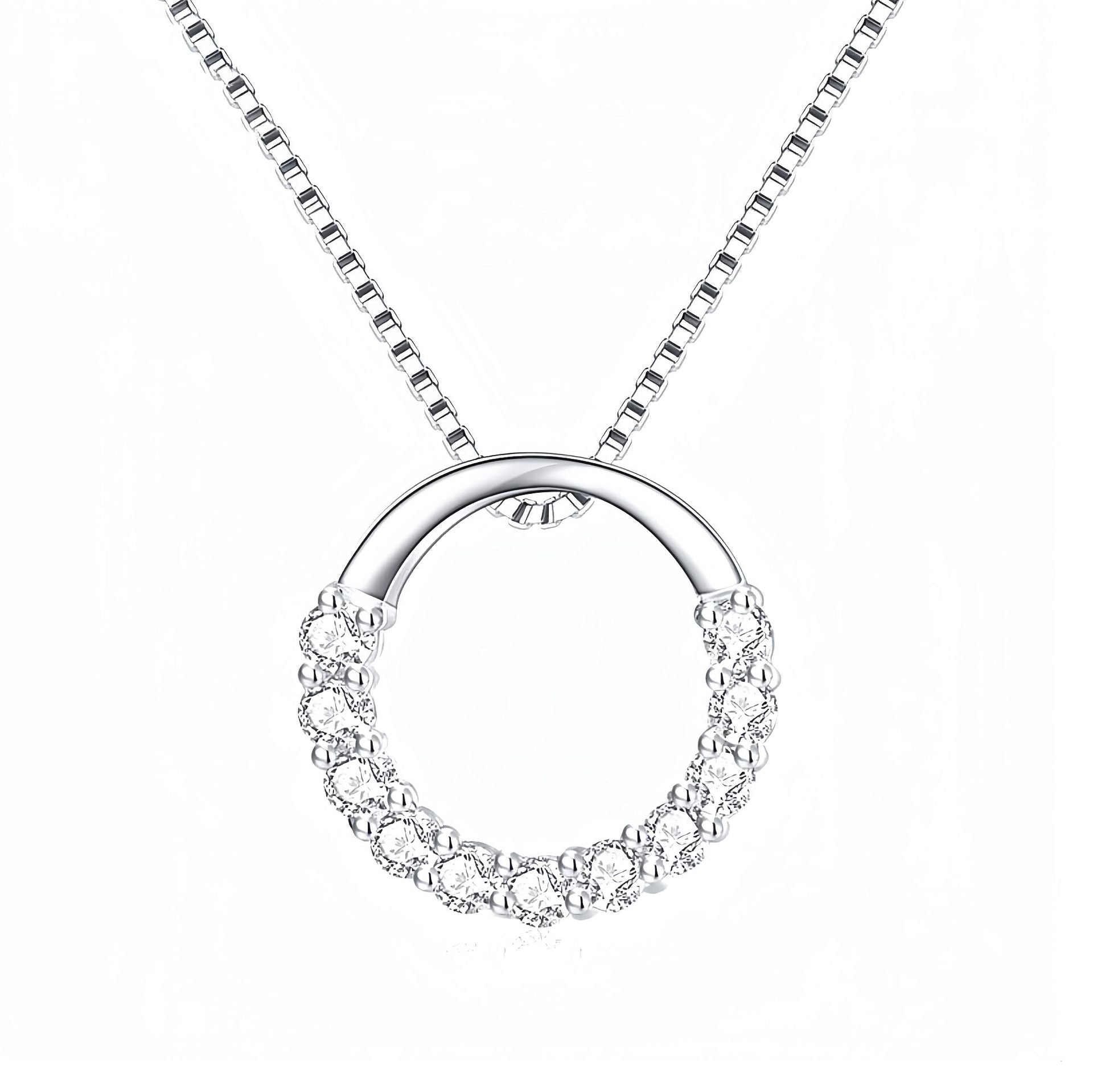 Cross-border Amazon New Personalized Circle Diamond Necklace For Women In Europe And America Hot-selling Temperament Versatile And High-end Collarbone Chain