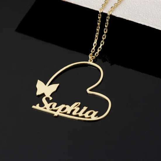 English Letters Diy Necklace Love Butterfly High-grade Light Luxury Custom Stainless Steel Clavicle Chain