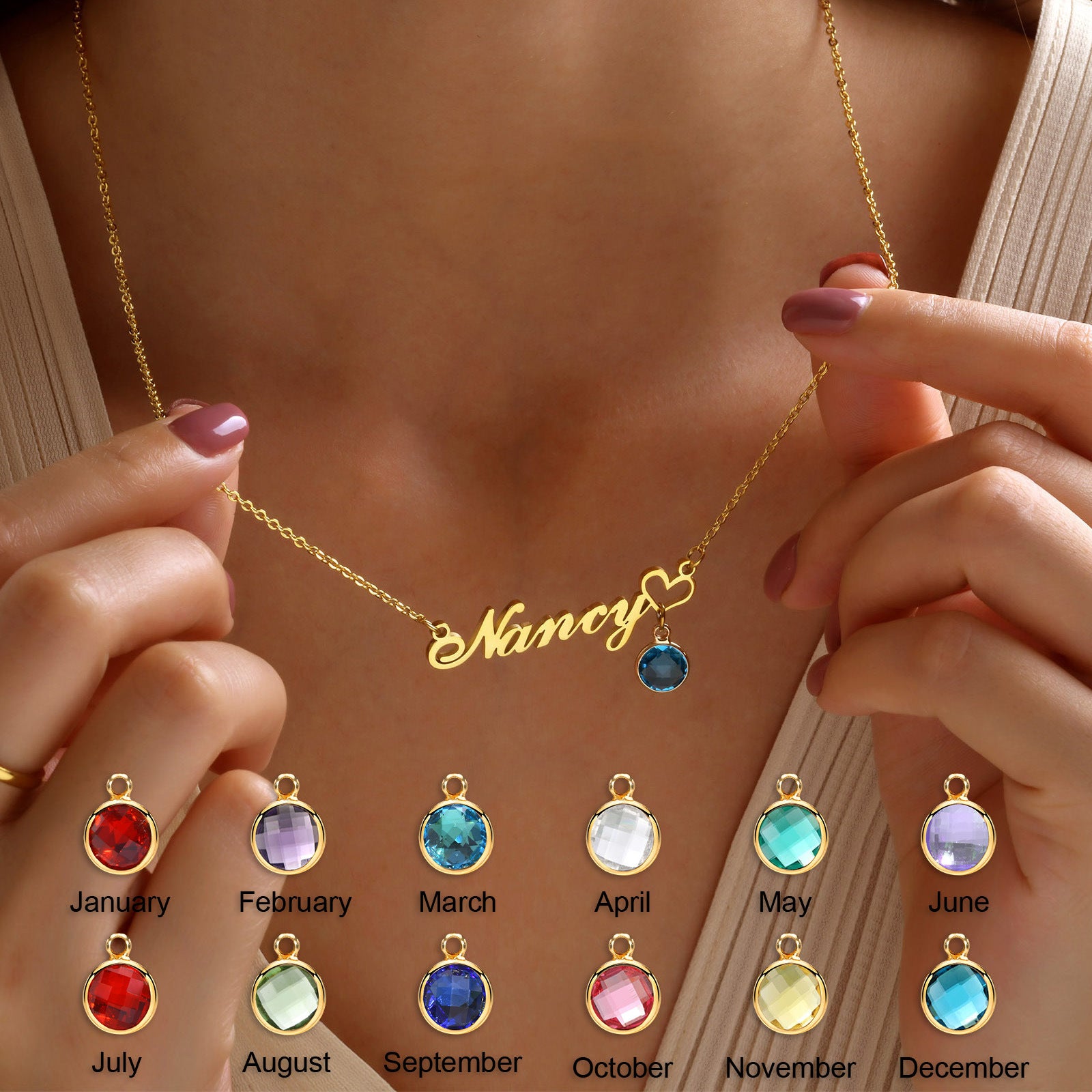 Letter Necklace Personalized Birthstone Pendant DIY Design Sense English Name Clavicle Chain