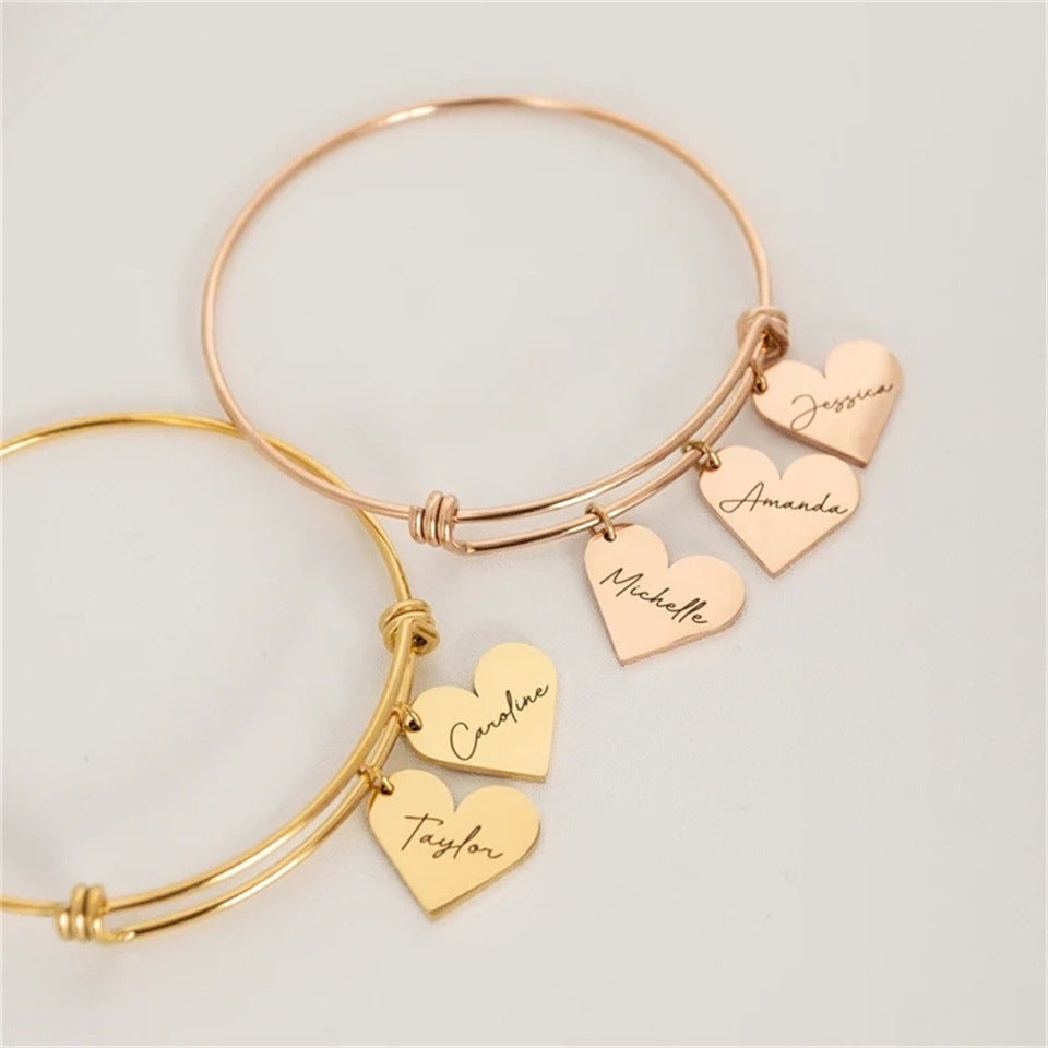 Custom Letter Name Lettering Bracelet Stainless Steel Love Personality Creative Name Bracelet