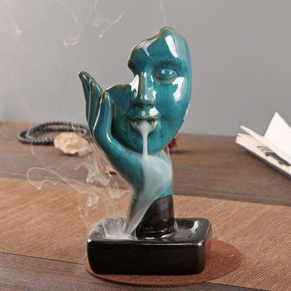 Cross-Border Meditating Bitter Backflow Incense Burner Creative Ornaments Home Decoration Incense Stick Incense Holder American Incense Burner Wholesale