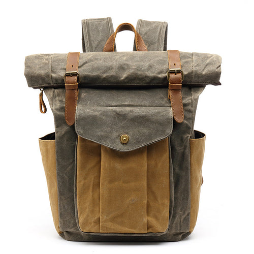 Hatem Heritage Roll-Top Waxed Canvas Backpack
