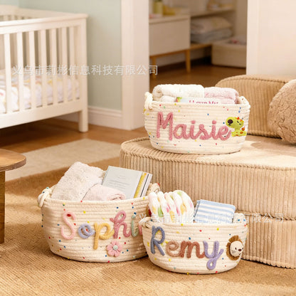 Etsy Personalized Handmade Round Storage Basket Customizable Letter Gift Basket/Storage Basket Easter Decoration Gift