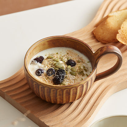 Nordic Retro Mug High-looking Breakfast Cup Japanese Retro Oatmeal Cup Household Milk Cup Ceramic Coffee Cup