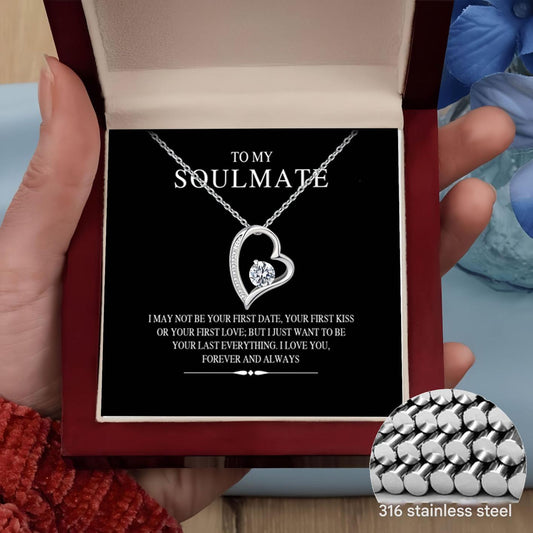 Cross-border Amazon Hot-selling Stainless Steel Heart-shaped Pendant Necklace For Women With Versatile High-end Feel, Colorless Collarbone Necklace Decoration Mood Royal