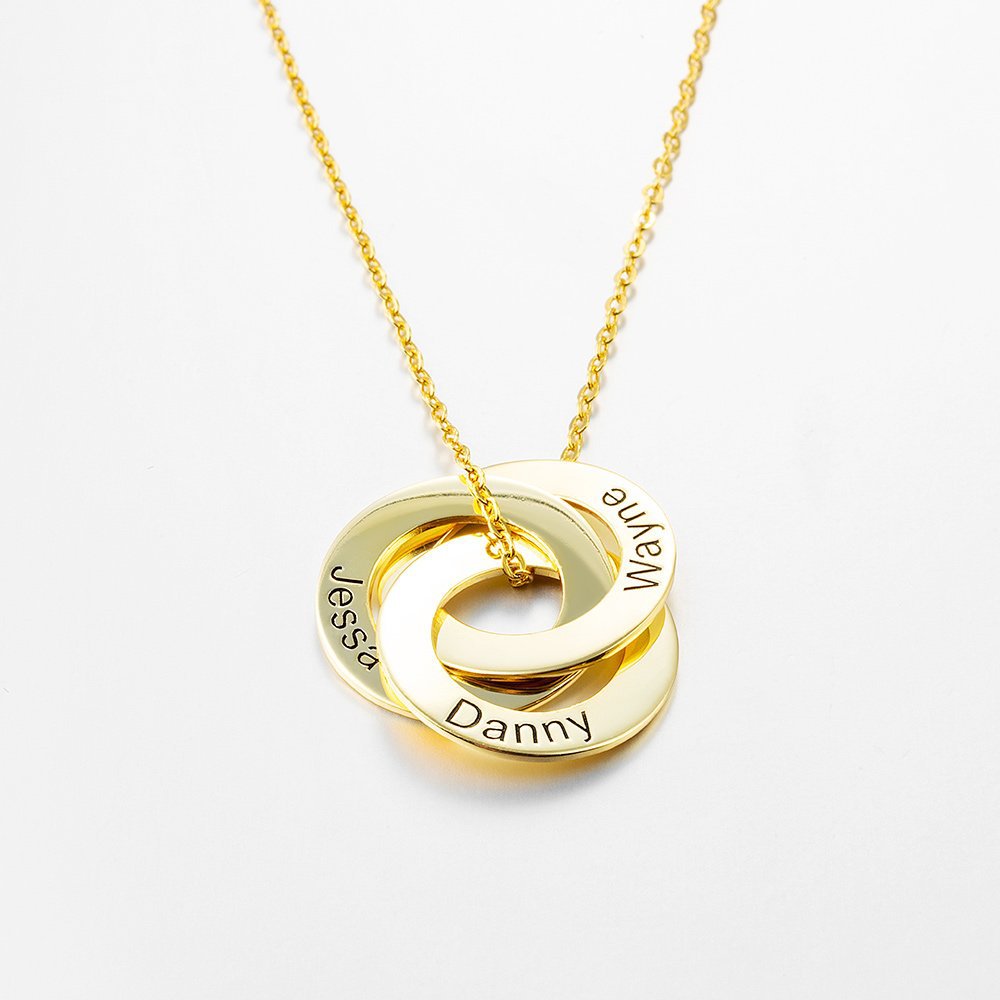 Round Ring Interlocking Necklace Name Lettering Personalized