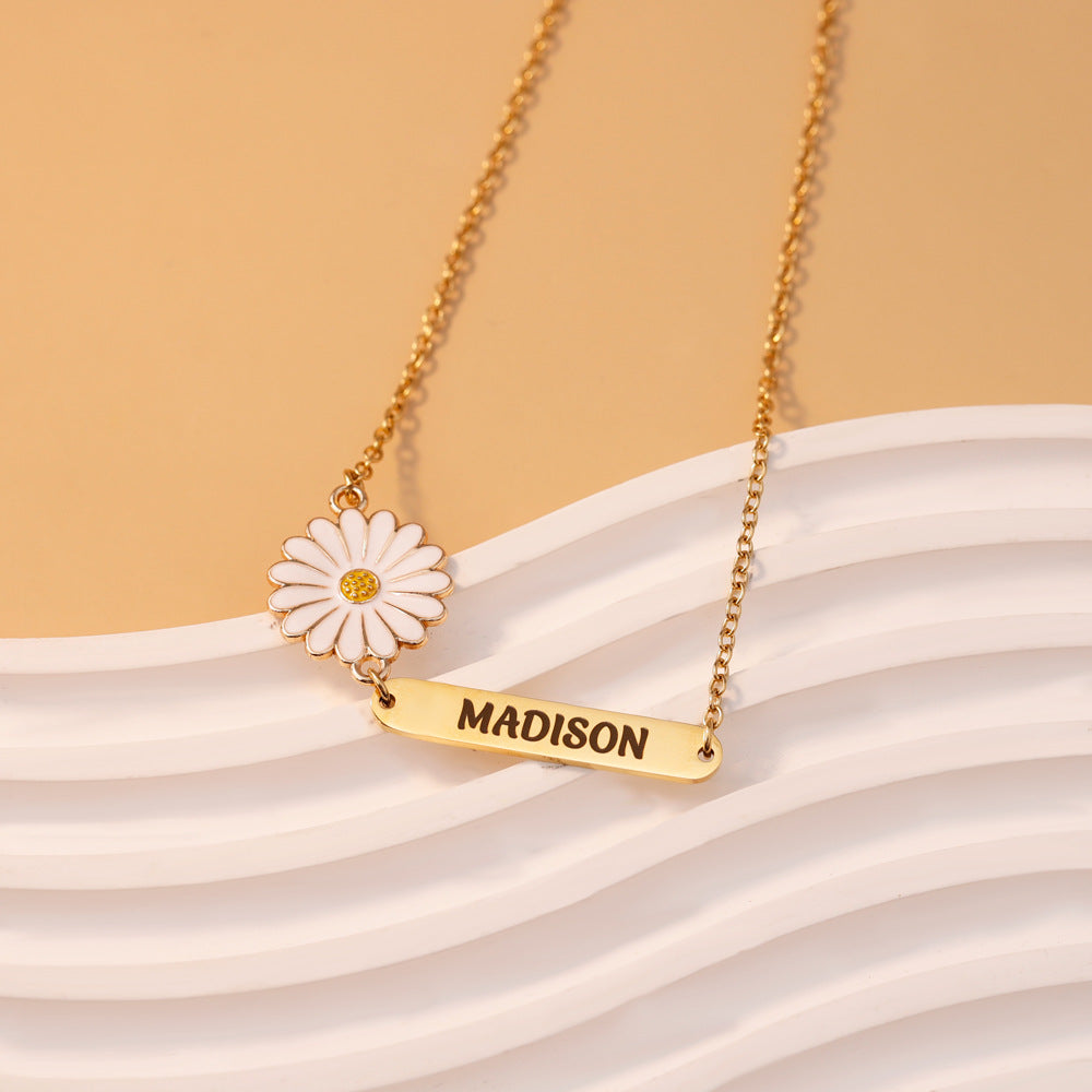 Flower Light Luxury Necklace For Women, Small Daisy, Niche Temperament, French Clavicle Chain, Stainless Steel Jewelry Necklace