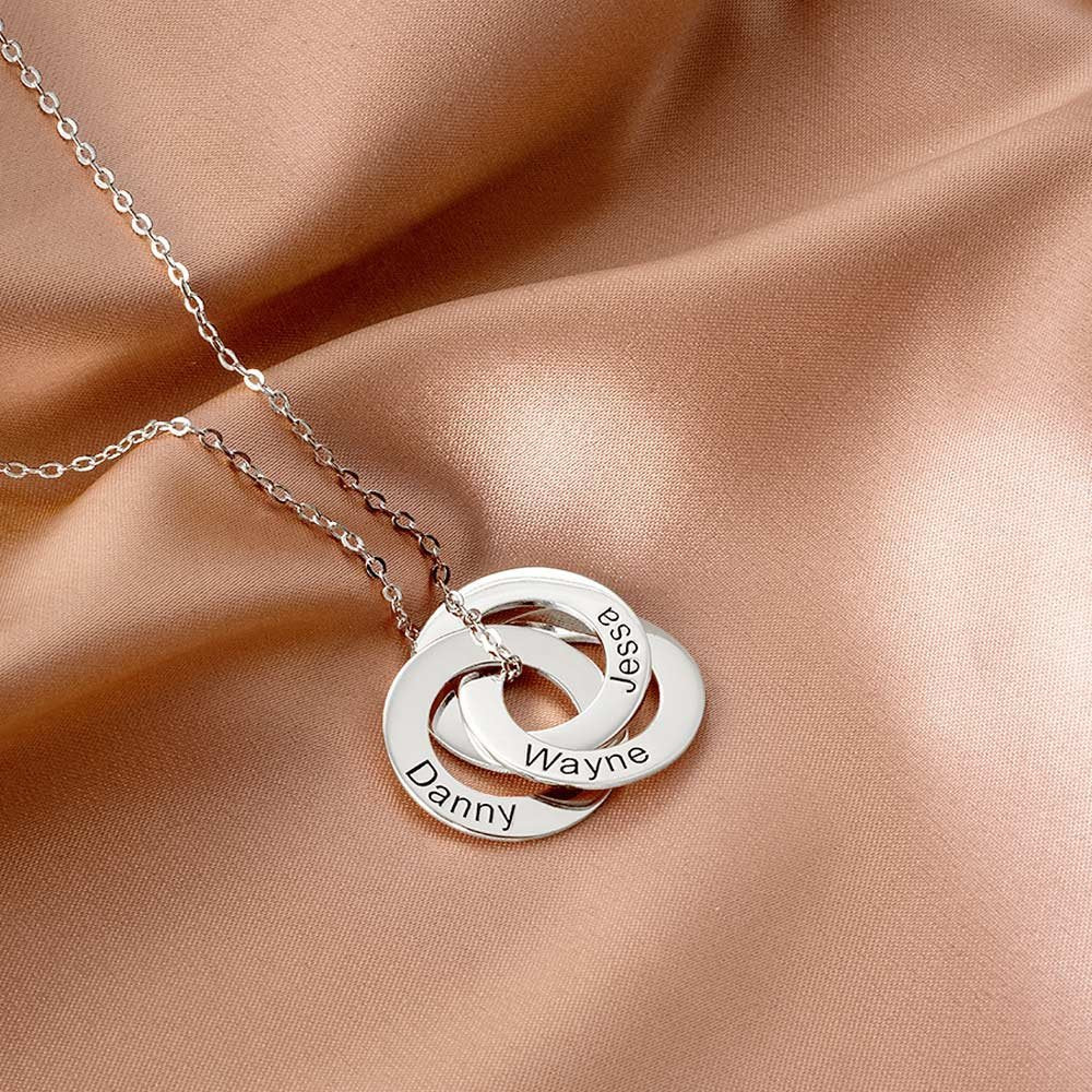 Round Ring Interlocking Necklace Name Lettering Personalized