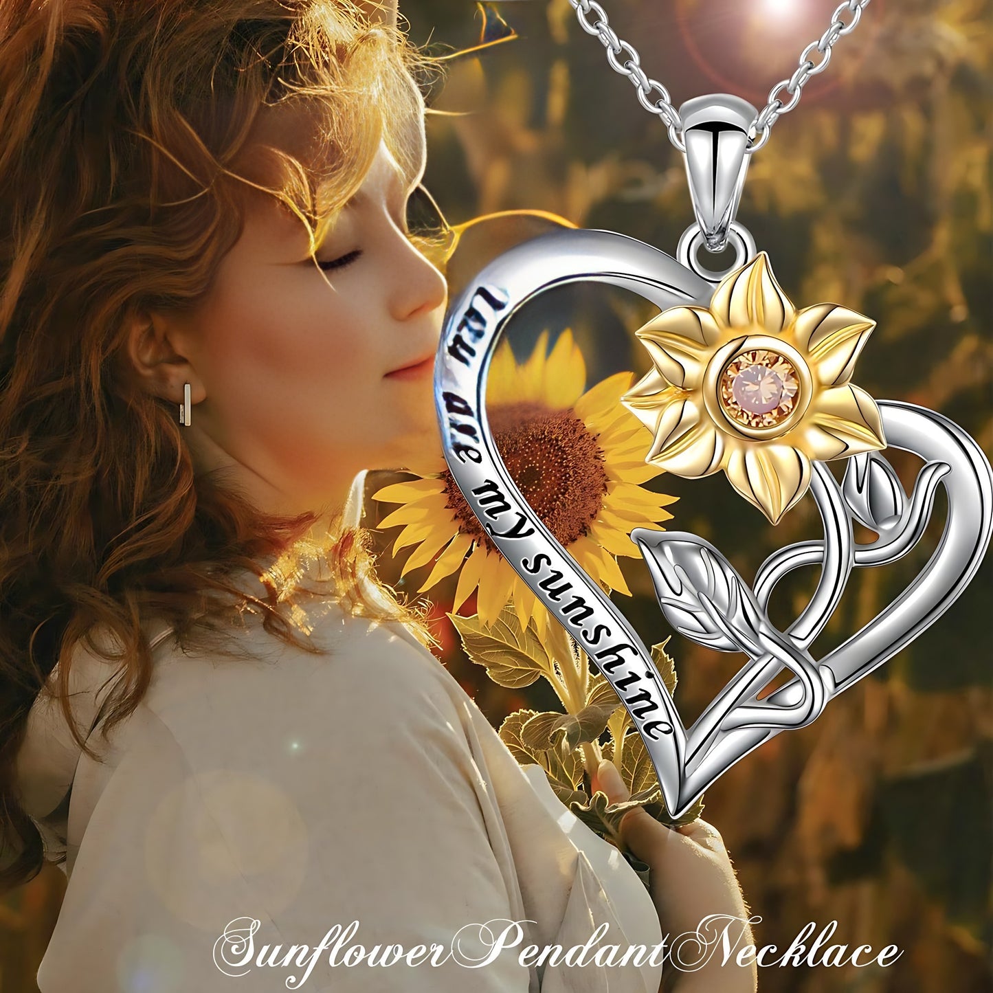 Europe And The United States New Flower Sunflower Pendant Color Separation Niche Small Fresh Do Not Fade Pastoral Style Sunflower Necklace Women