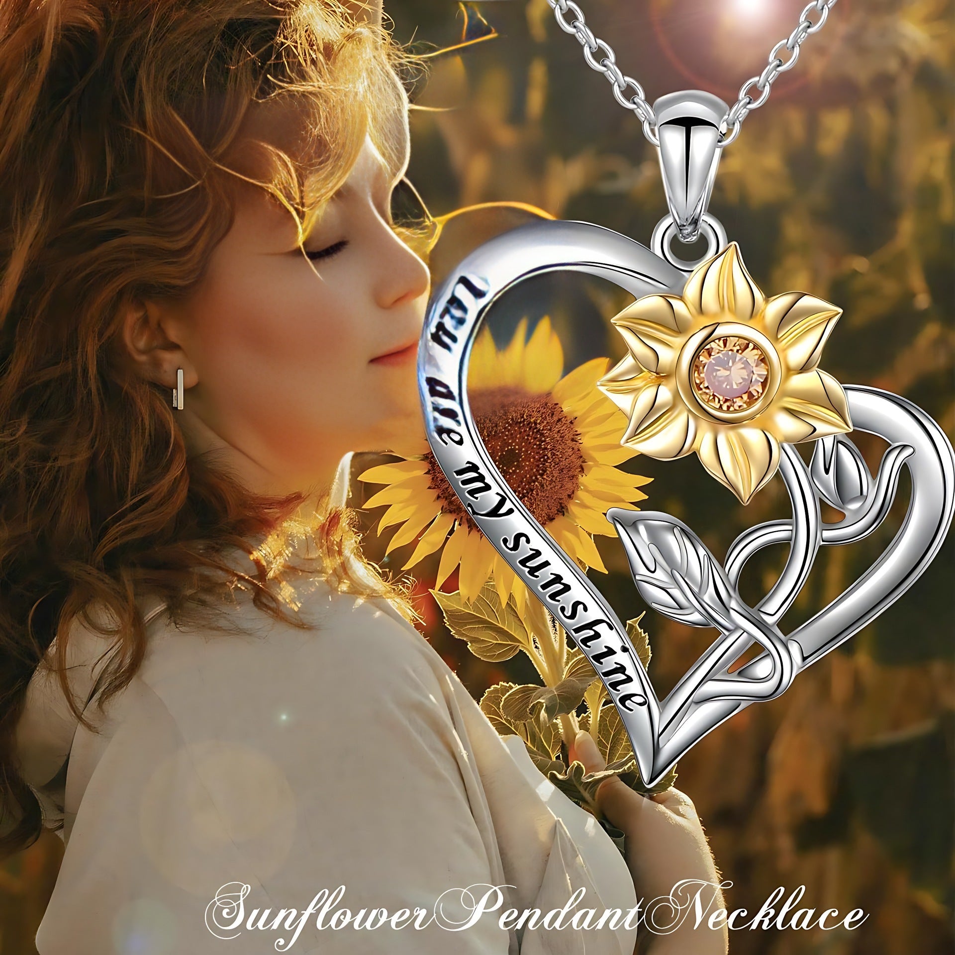 Europe And The United States New Flower Sunflower Pendant Color Separation Niche Small Fresh Do Not Fade Pastoral Style Sunflower Necklace Women