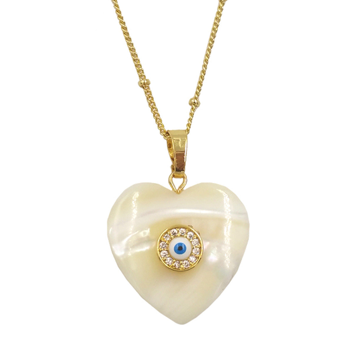 WT-JN270 European And American Hot-selling Reflective White Shell Devil's Eye Inlaid With Small Zircon Design Adjustable Necklace
