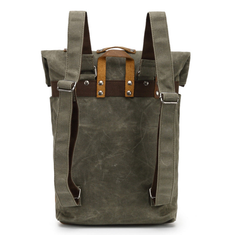 Outdoor Backpack Crazy Horse Leather Casual Travel Bag Men's Backpack Oil Wax Portable Canvas Computer Bag