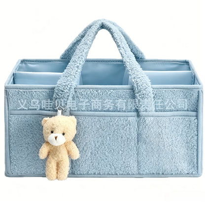 Large-Capacity Plush Baby Diaper Storage Bag, Diaper Storage Bag, Travel Outing Mommy Bag, Urban Simple Style