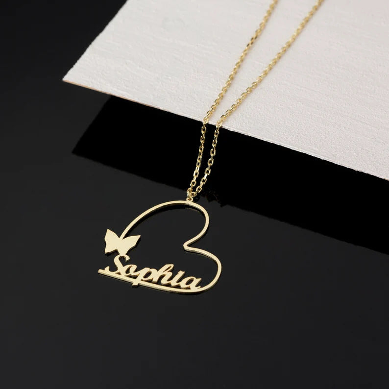 English Letters Diy Necklace Love Butterfly High-grade Light Luxury Custom Stainless Steel Clavicle Chain