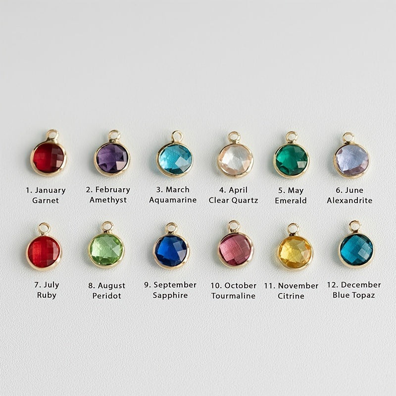 Personalized Name Birthstone Long Strip Lettering Necklace Temperament Simple DIY Stainless Steel Clavicle Chain