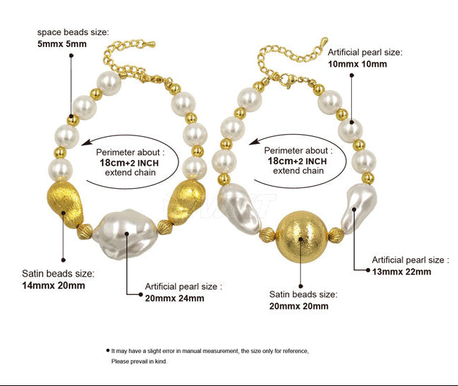 Mpb120 New European And American Export Hot-Selling Frosted Brass Pendant Artificial Pearl Beads Stackable Adjustable Jewelry Mood Royal