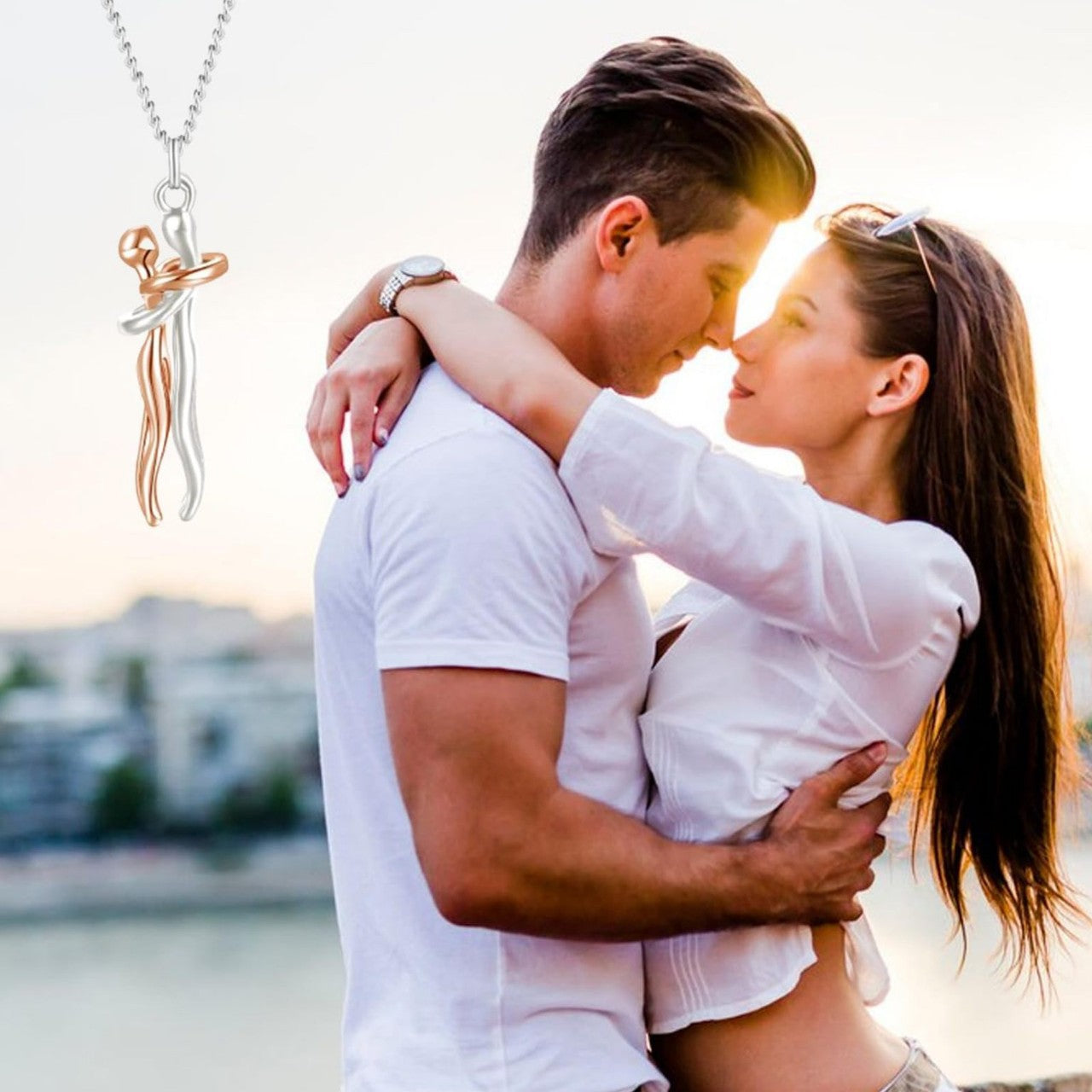 Amazon's New Embrace Couple Necklace Cross-border European And American Hot-selling Temperament, Fashionable, Versatile And High-end Collarbone Necklace