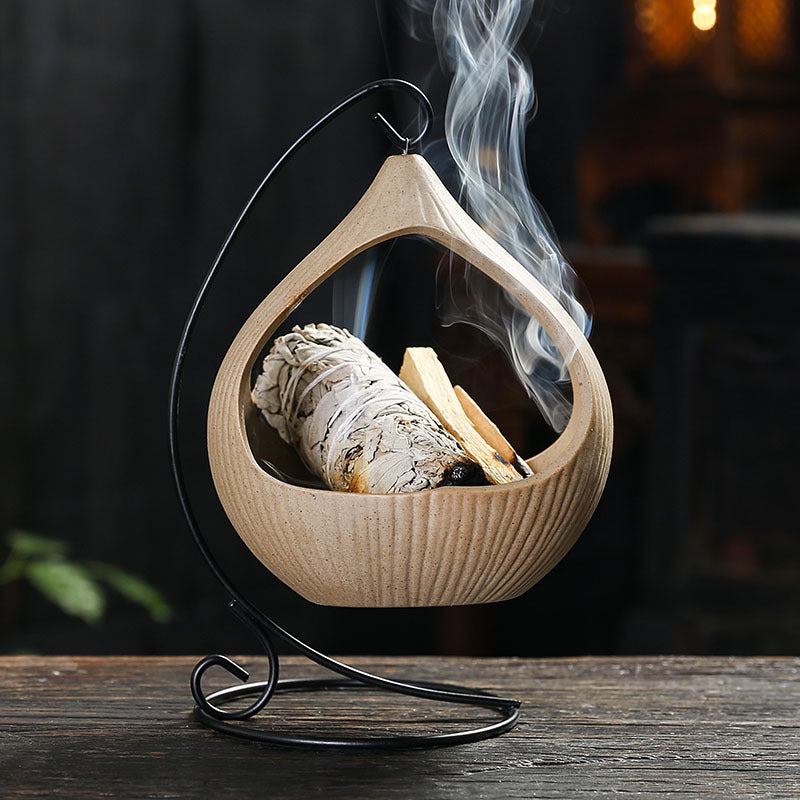 Peruvian Holy Wood Palo Santo Holder Sage Burning Tray Hanging Stove Ceramic Aromatherapy Stove Crafts