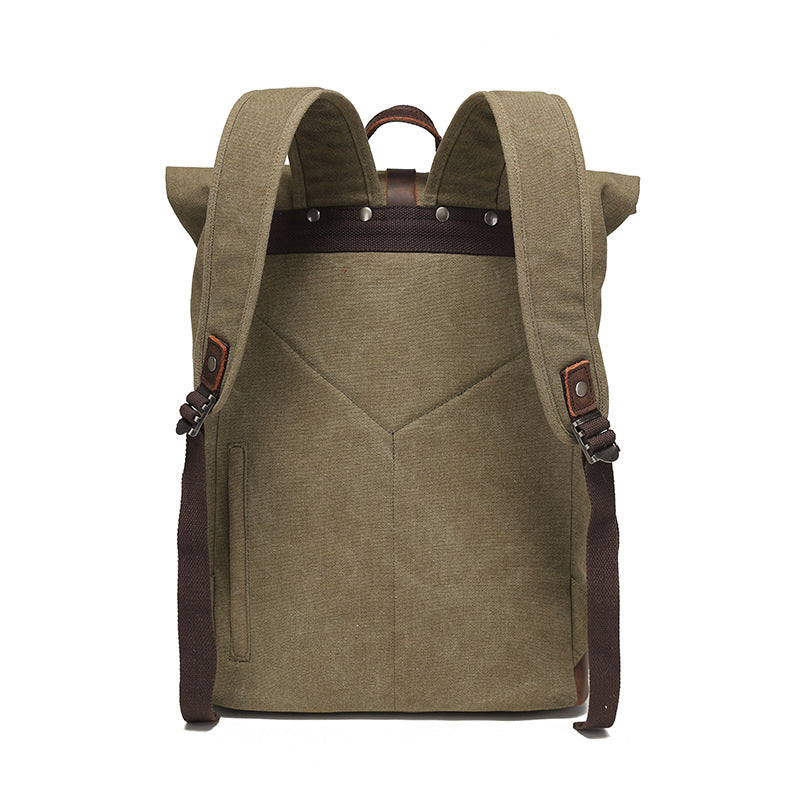 Backpack Men's Travel Computer Backpack Student Retro Travel Book Bag Oil Wax Canvas With Top Leather