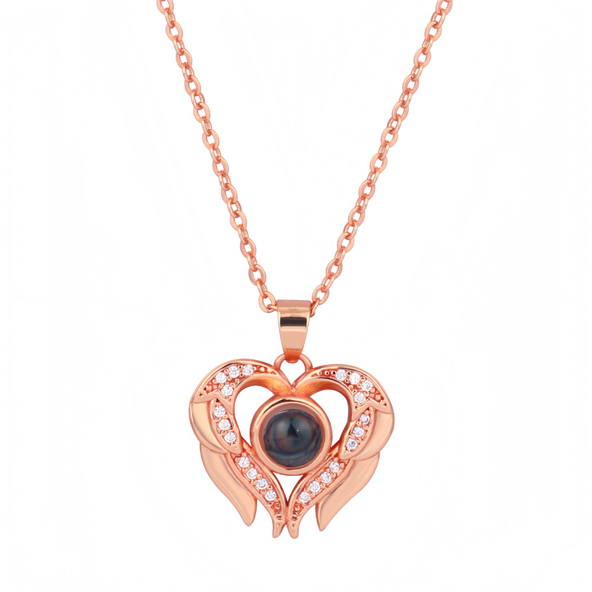 Cross-border Amazon Hot-Selling Love Wings Pendant 100 Languages ​​I Love You Projection Versatile Cladbone Necklace Women