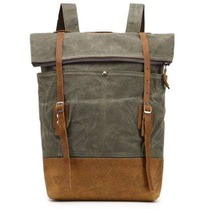 Outdoor Backpack Crazy Horse Leather Casual Travel Bag Men's Backpack Oil Wax Portable Canvas Computer Bag