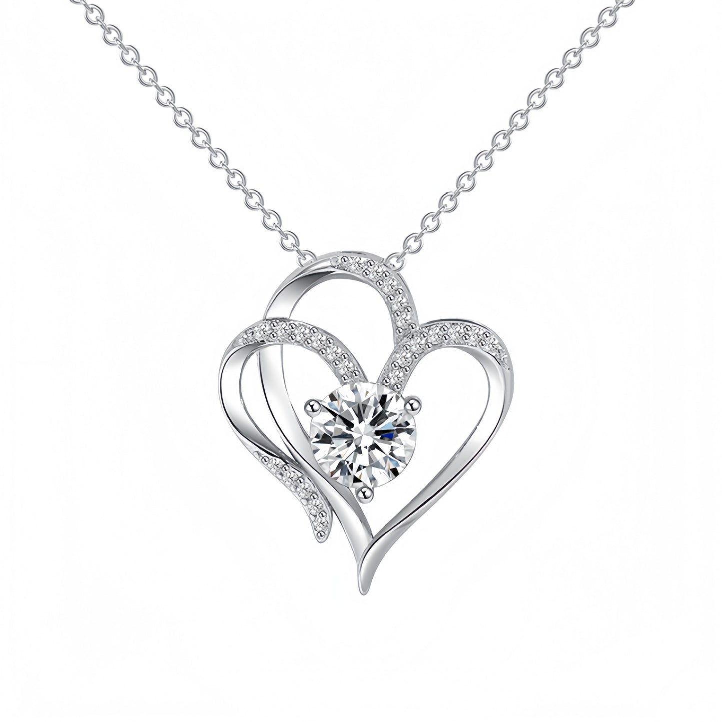 Cross-border Amazon Explosive Double Love Pendant Necklace Women's European And American Hot-selling Temperament All-match High-end Collarbone Necklace