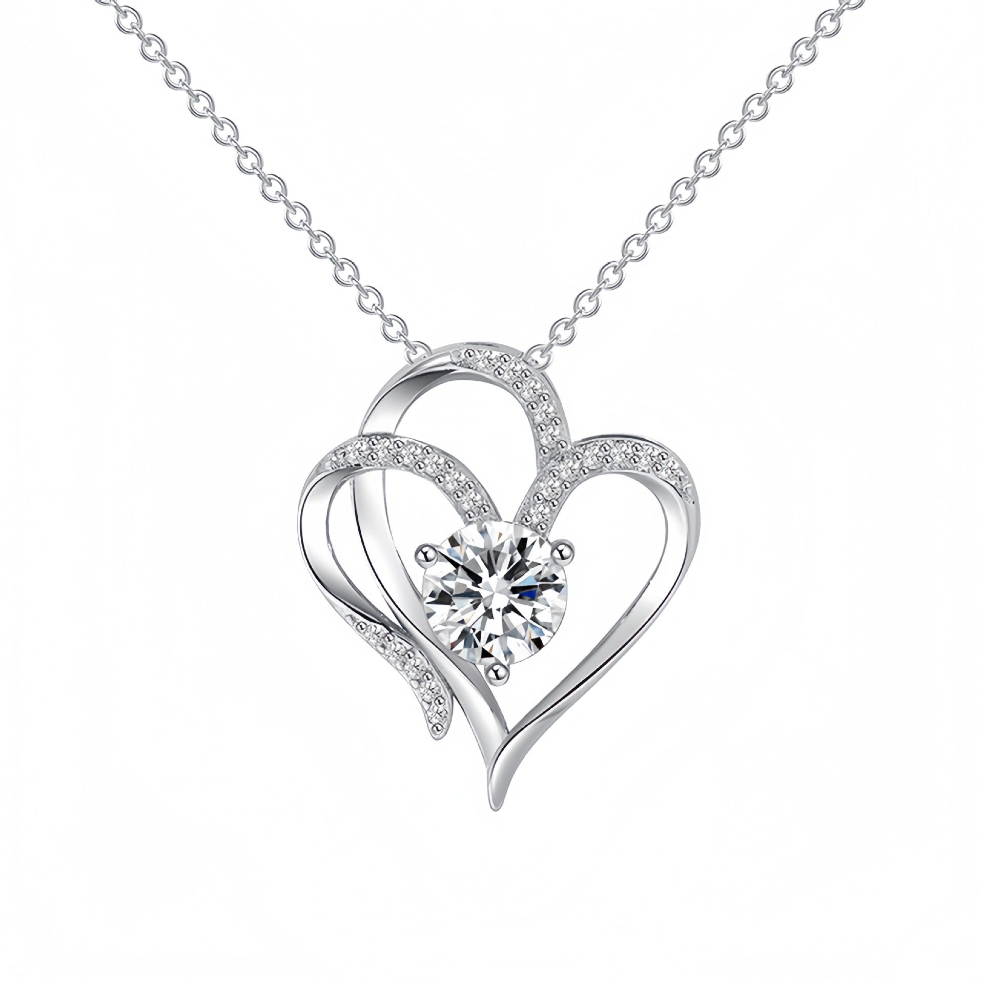 Cross-border Amazon Explosive Double Love Pendant Necklace Women's European And American Hot-selling Temperament All-match High-end Collarbone Necklace