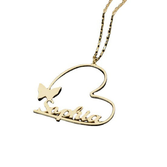 English Letters Diy Necklace Love Butterfly High-grade Light Luxury Custom Stainless Steel Clavicle Chain