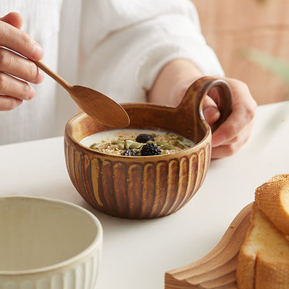 Nordic Retro Mug High-looking Breakfast Cup Japanese Retro Oatmeal Cup Household Milk Cup Ceramic Coffee Cup