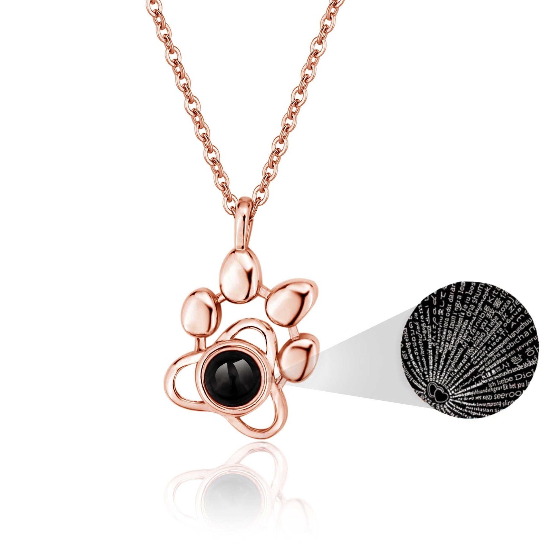 Ozon Cross-border Explosions 100 Languages I Love You Pendant Fashion High Sense Does Not Fade Pet Projection Necklace