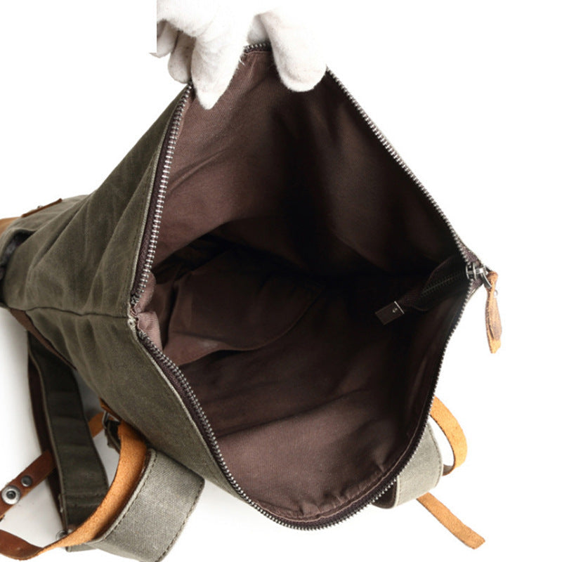 Outdoor Backpack Crazy Horse Leather Casual Travel Bag Men's Backpack Oil Wax Portable Canvas Computer Bag