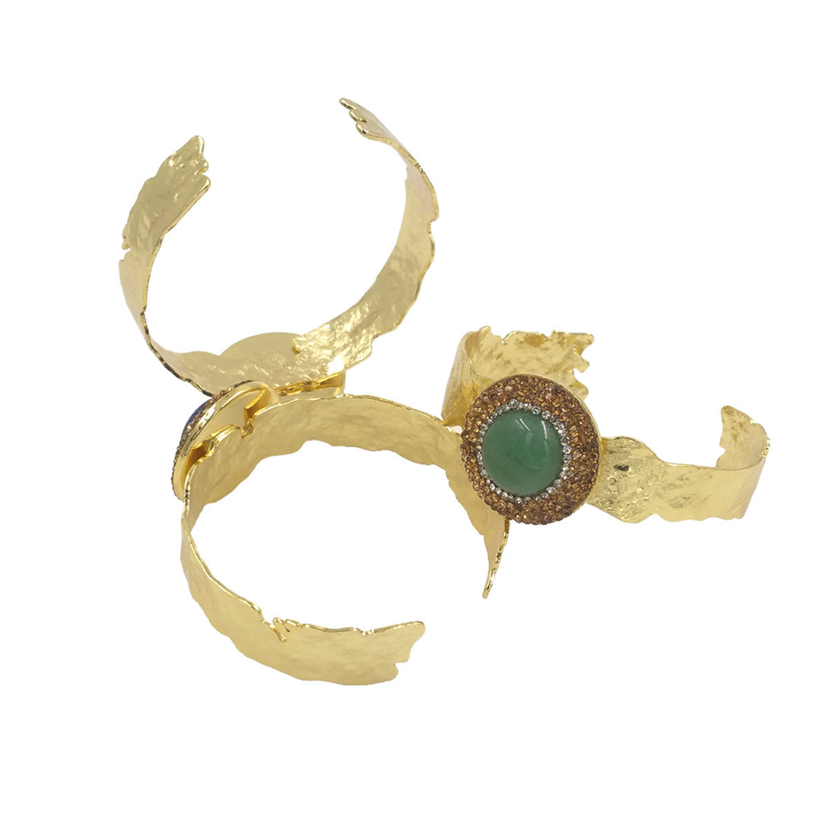 B627 Art Classic Color Gem Rhinestone Irregular Brass Bracelet Daily Overlapping Bracelet All-Match Bracelet