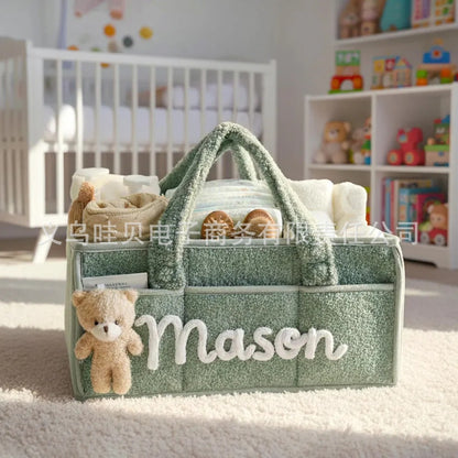 Large-Capacity Plush Baby Diaper Storage Bag, Diaper Storage Bag, Travel Outing Mommy Bag, Urban Simple Style