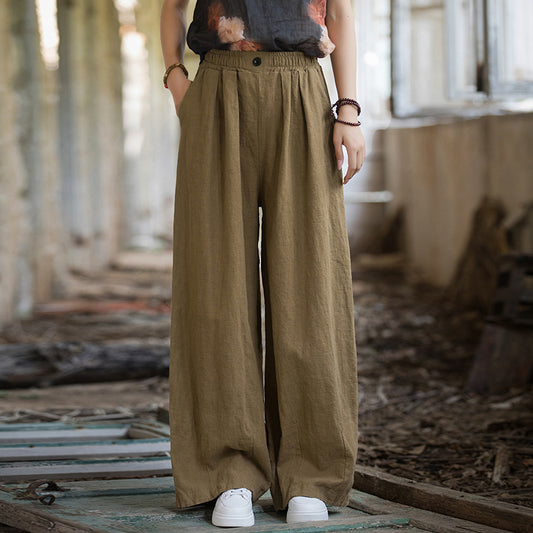 Cotton Linen Women Wide Leg Pants My Store