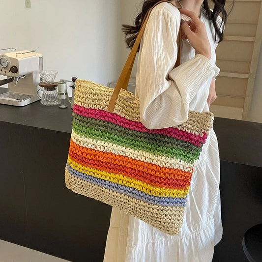 Straw Braid Casual Large Shoulder Bags My Store