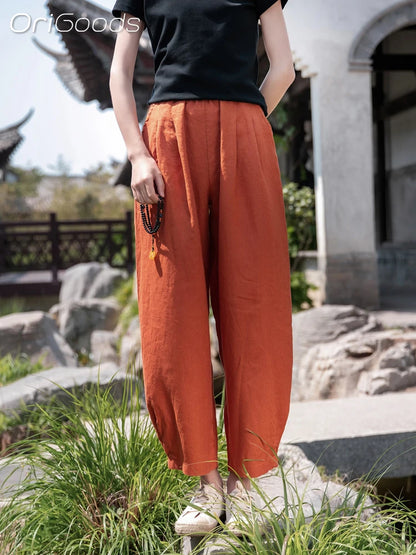 Women's cotton linen trousers My Store