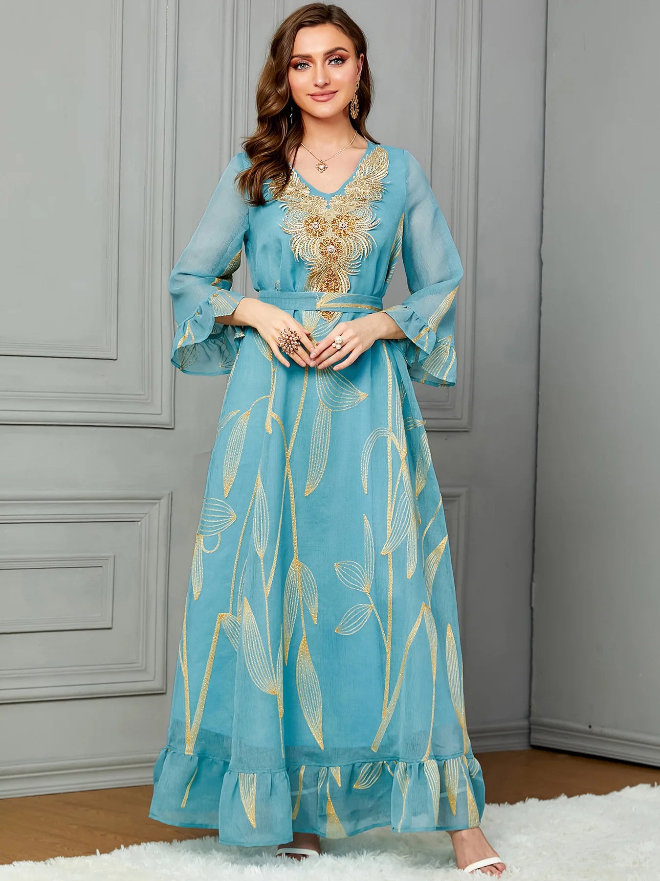 Luxury Fashion Embroidered Robe Dress My Store