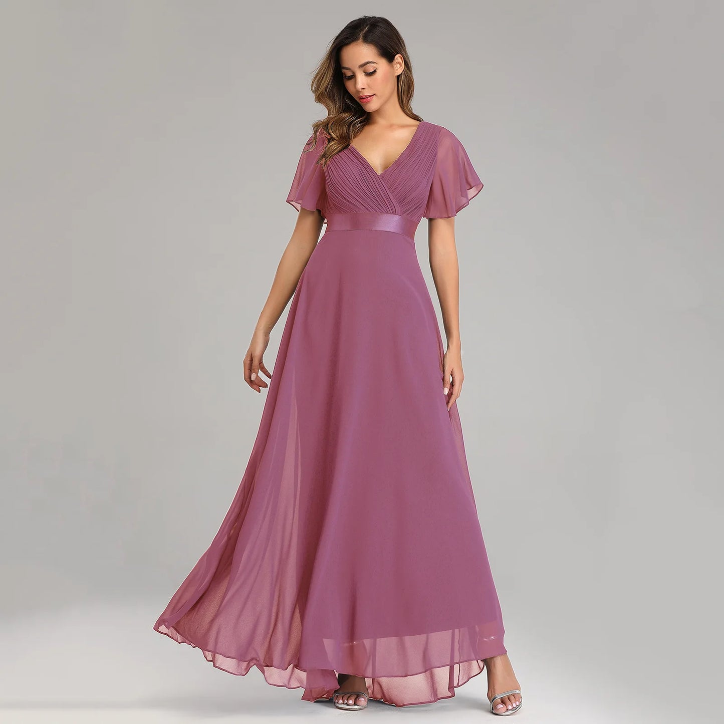 ICCLEK Plus Size Women Clothing Party Evening Dresses Elegant And Pretty Women'S Dresses Chiffon Soft Vestidos De Noche Tallas G Mood Royal