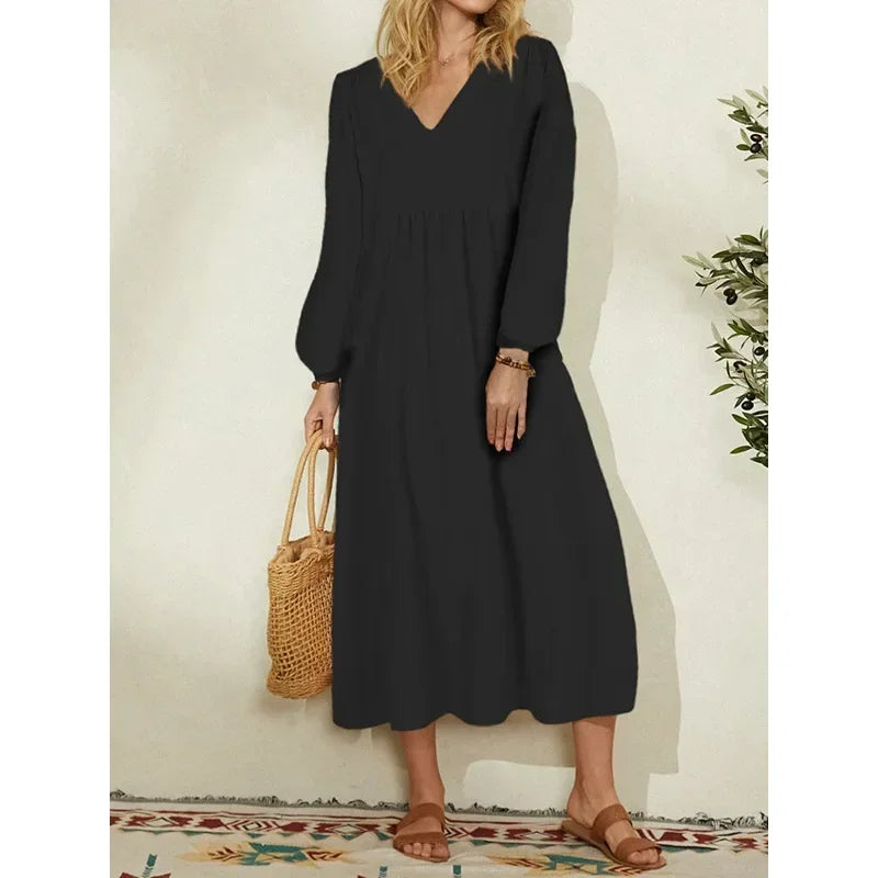 Cotton Linen Loose Dress My Store