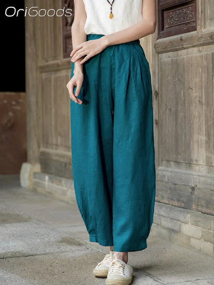 Women's cotton linen trousers My Store