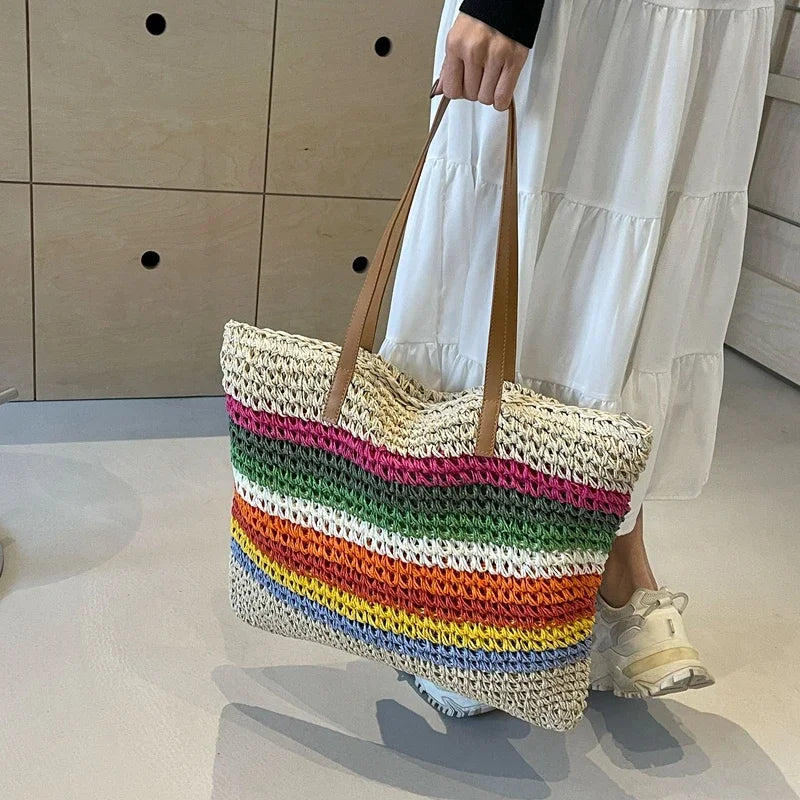 Straw Braid Casual Large Shoulder Bags My Store