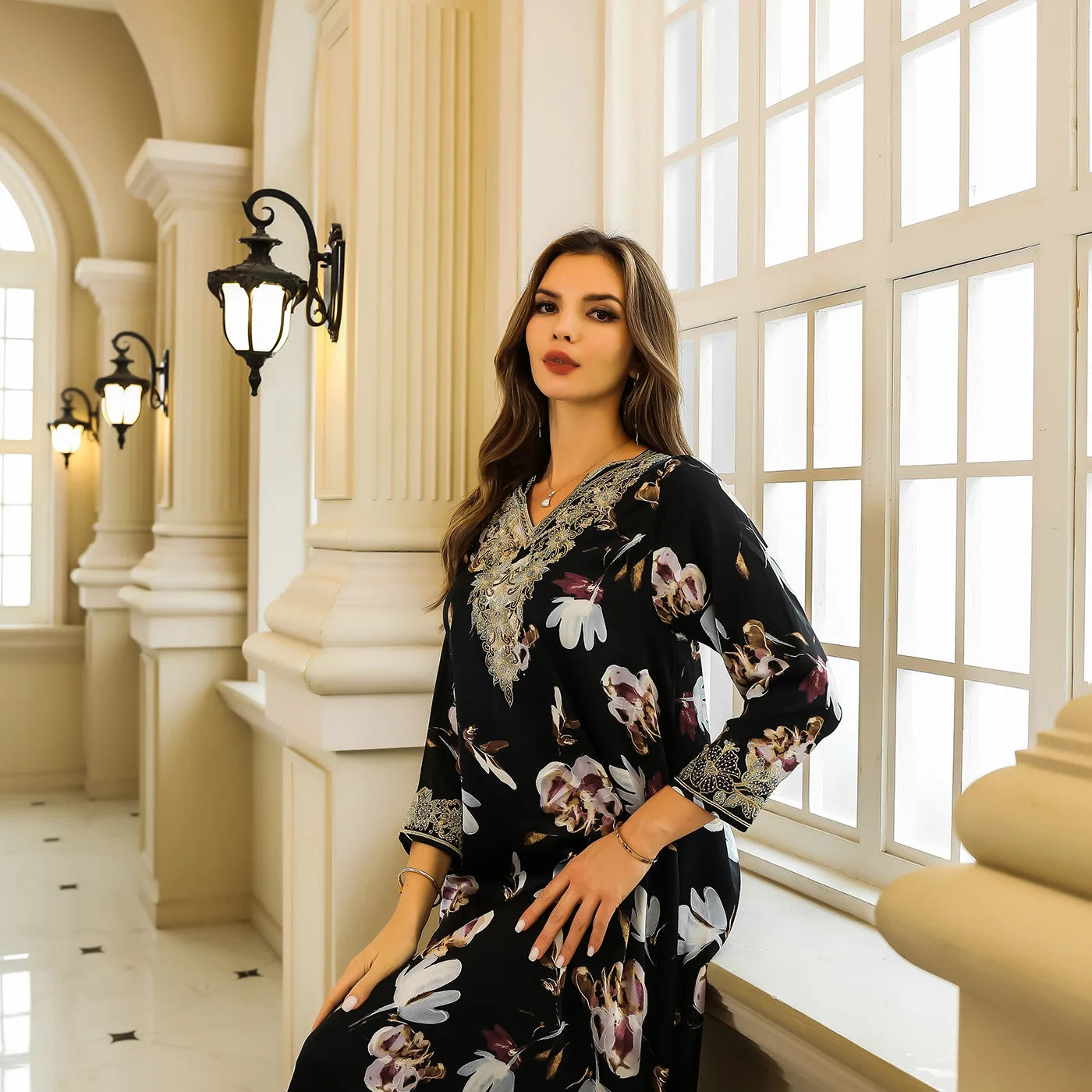 Floral Appliqued Kaftan My Store