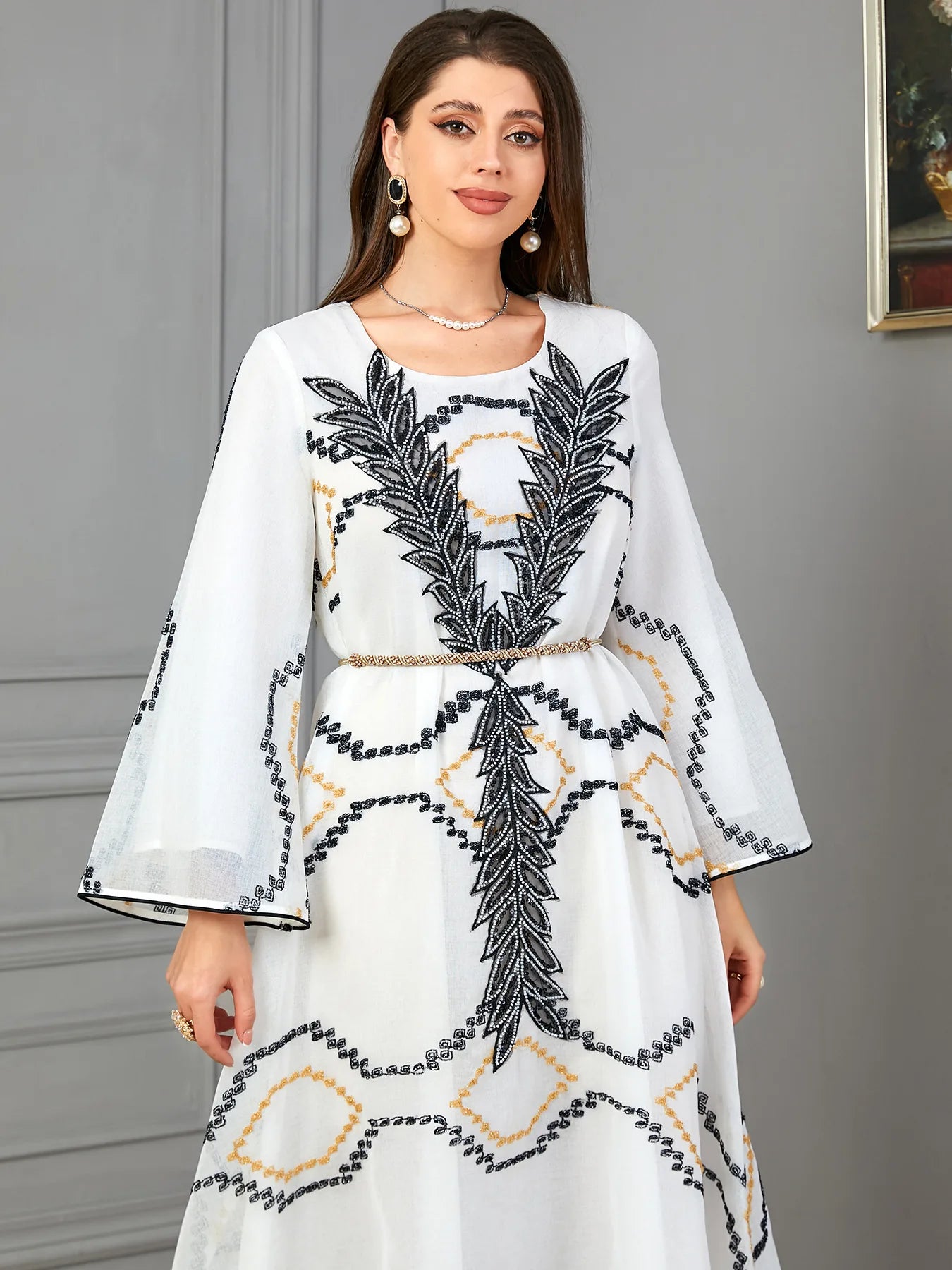 Knitted Sequined Jalabiya Abaya My Store