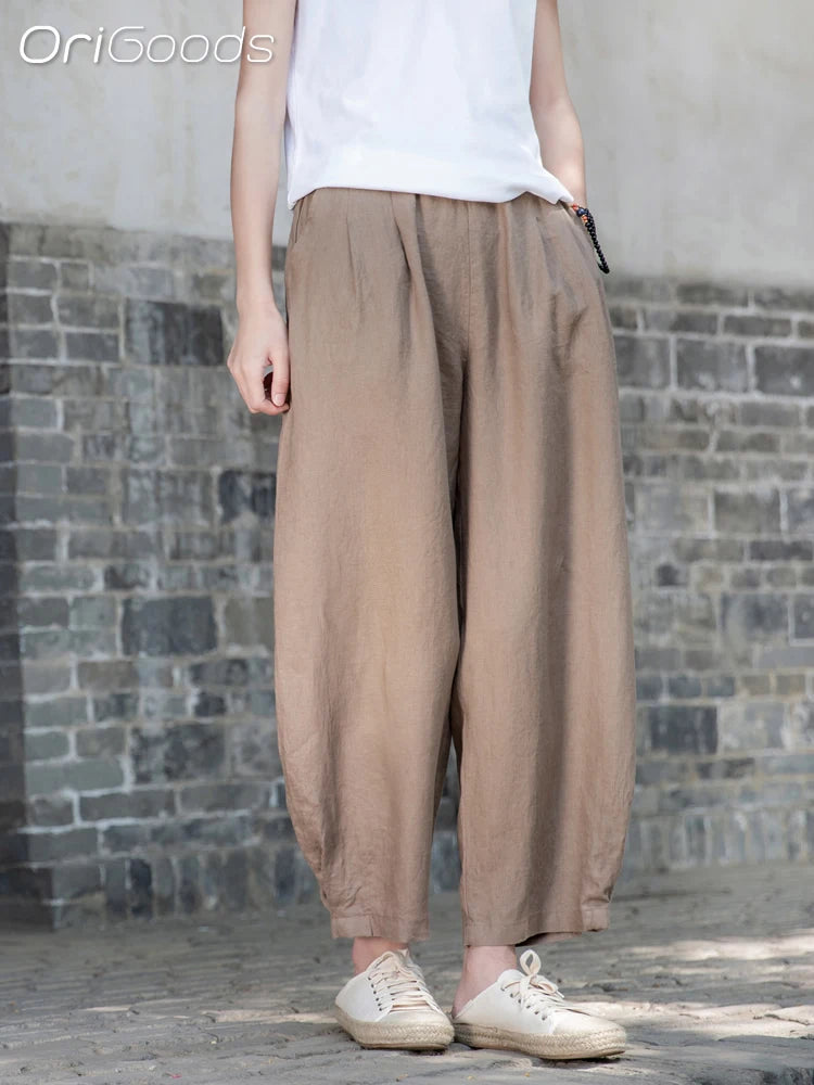 Women's cotton linen trousers My Store