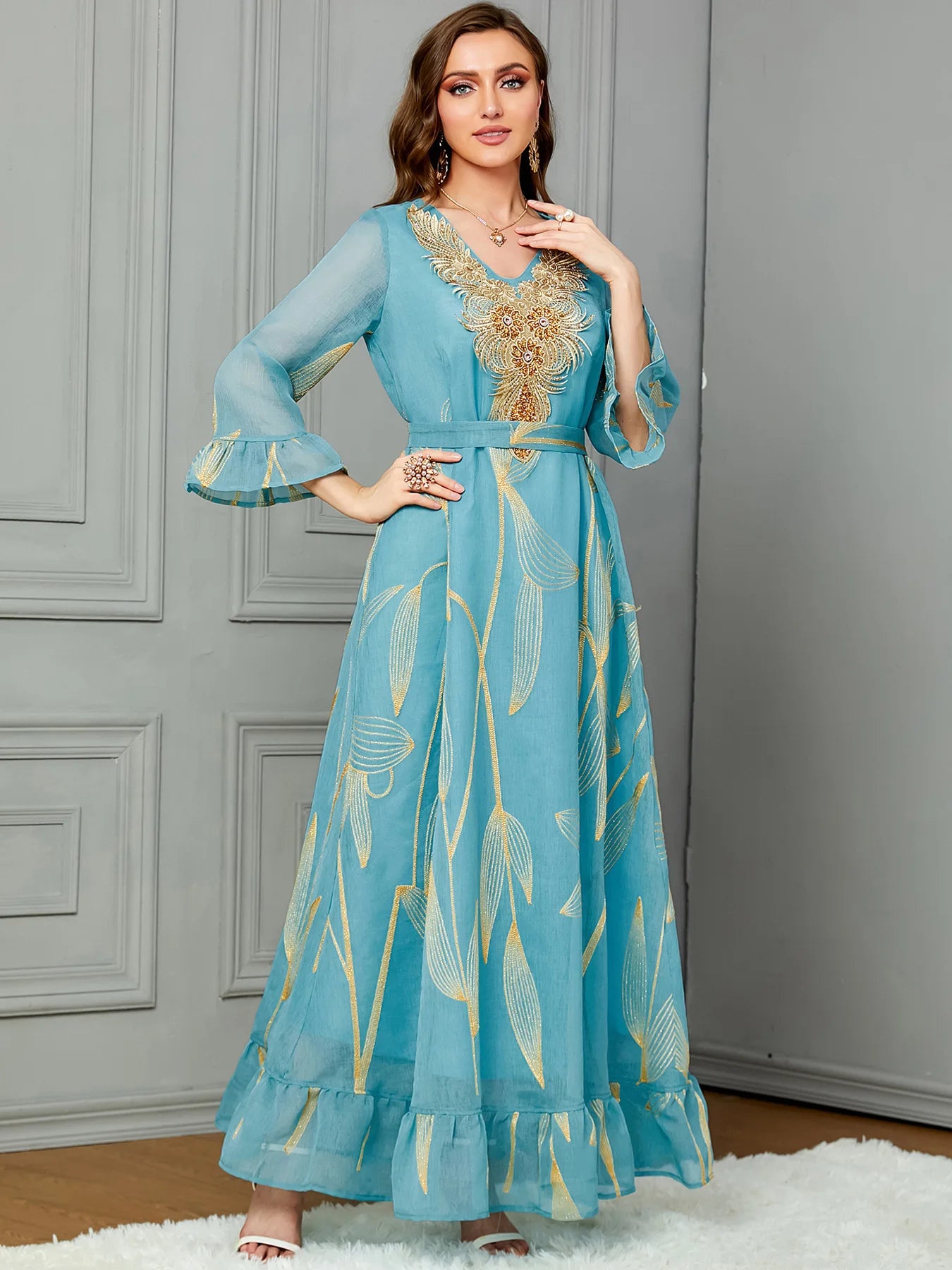 Luxury Fashion Embroidered Robe Dress My Store