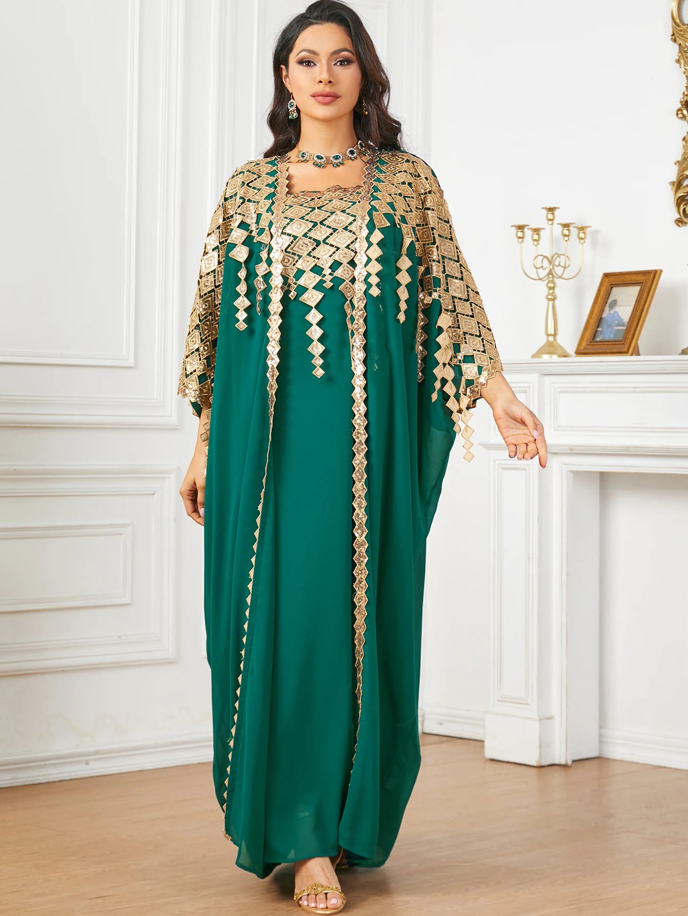 Elegant Pendant Bat Sleeves Kaftan My Store