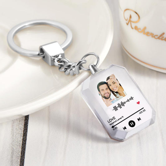 Personalized Crystal Keychain with Photo and scannable code, a perfect gift